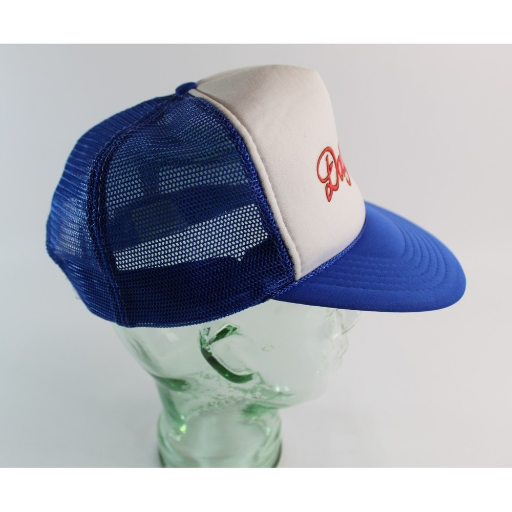 Vintage DOLLYWOOD Trucker Hat Adjustable Snapback Blue White Mesh 80's 90's - Picture 2 of 8